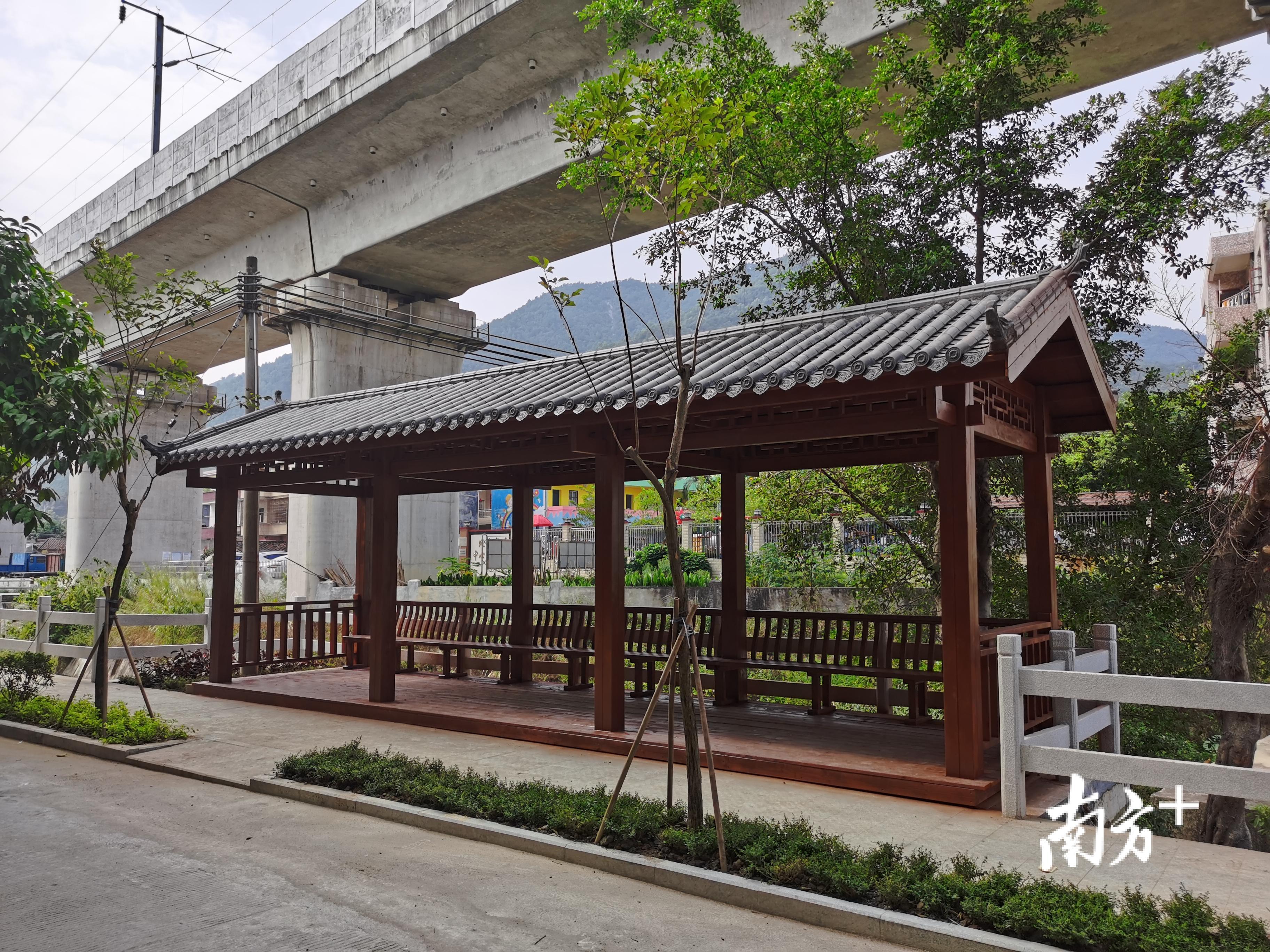 肇庆鼎湖凤凰镇新凤村新建的亲水栈道，为村民提供了休憩的地方。