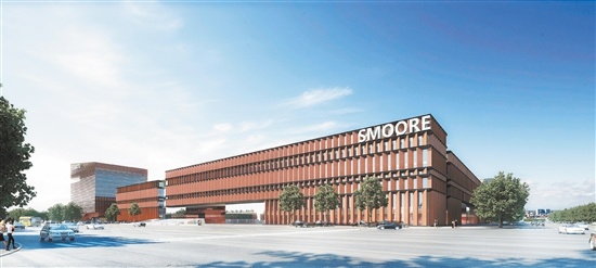 近年来，以摩尔电子为代表的众多高新企业争相在高新区（江海区）抢滩布局。图为摩尔电子效果图。 