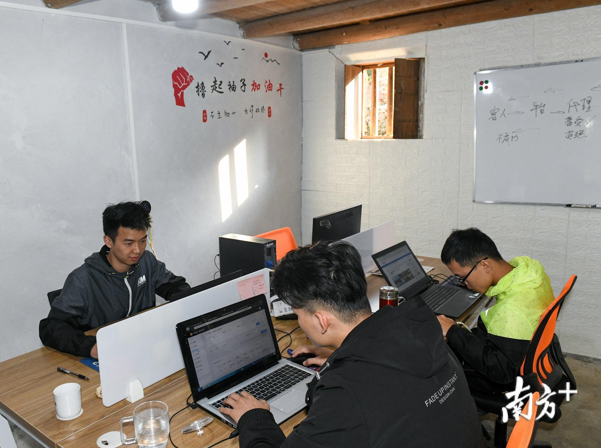 团队成员正在电脑前忙碌工作。