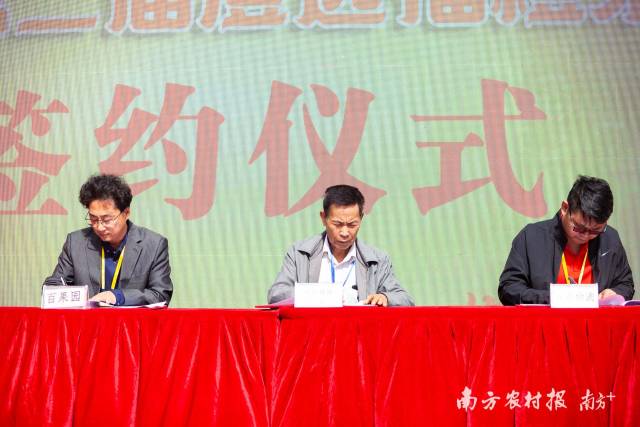 京东物流、百果园、澄迈福橙产销协会现场签订三方合作协议。 京东物流、百果园、澄迈福橙产销协会现场签订三方合作协议。