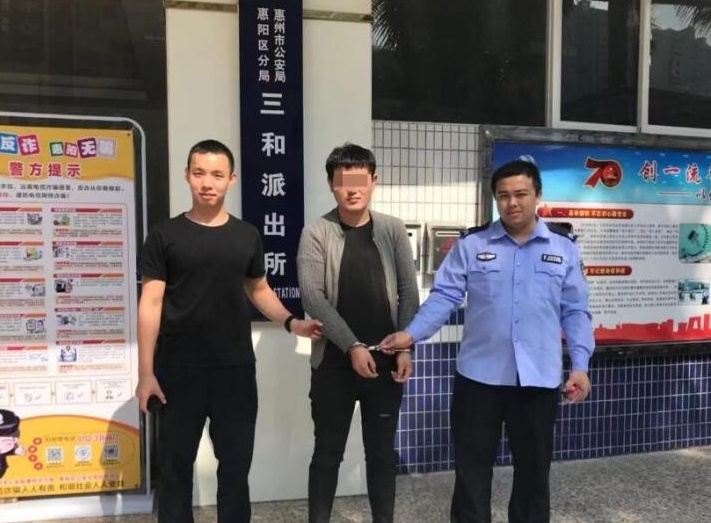 盗窃嫌疑人被抓。惠州报业全媒体记者匡湘鄂 通讯员傅灿 罗明鸣 摄 盗窃嫌疑人被抓。惠州报业全媒体记者匡湘鄂 通讯员傅灿 罗明鸣 摄