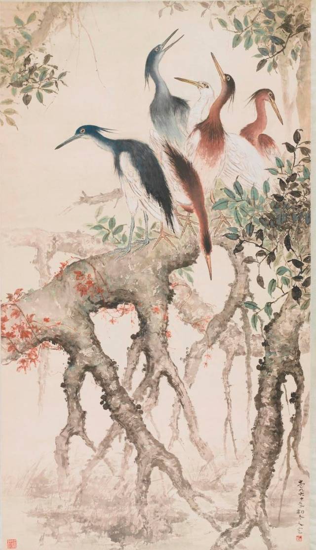 《栖息》中国画 1961年 方人定 作