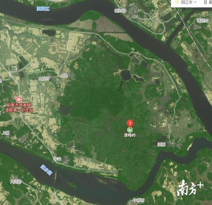 阳春市潭梅岭卫星图所拍摄地点为阳春市岗美镇潭梅岭一带。