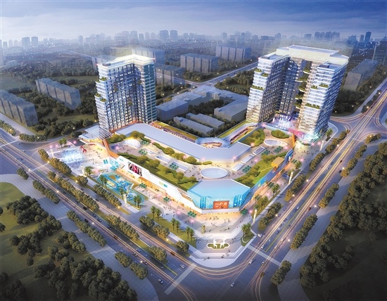 江海万达广场将在立面风格、人文景观、人流动线、业态组成等方面进行大革命性的升级。图为江海万达广场效果图。
