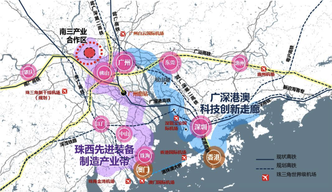 南三产业合作区在粤港澳大湾区的区位与辐射效应。