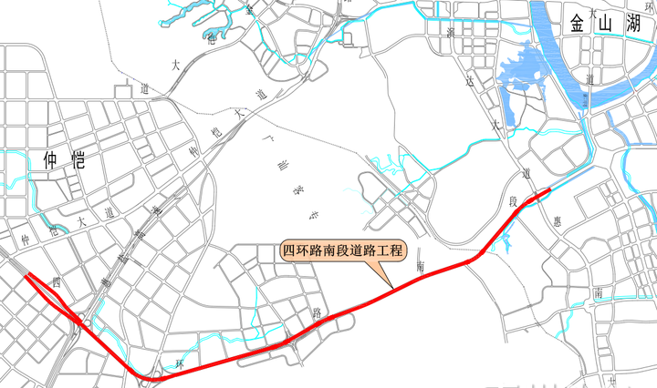 四环路南段道路示意图。