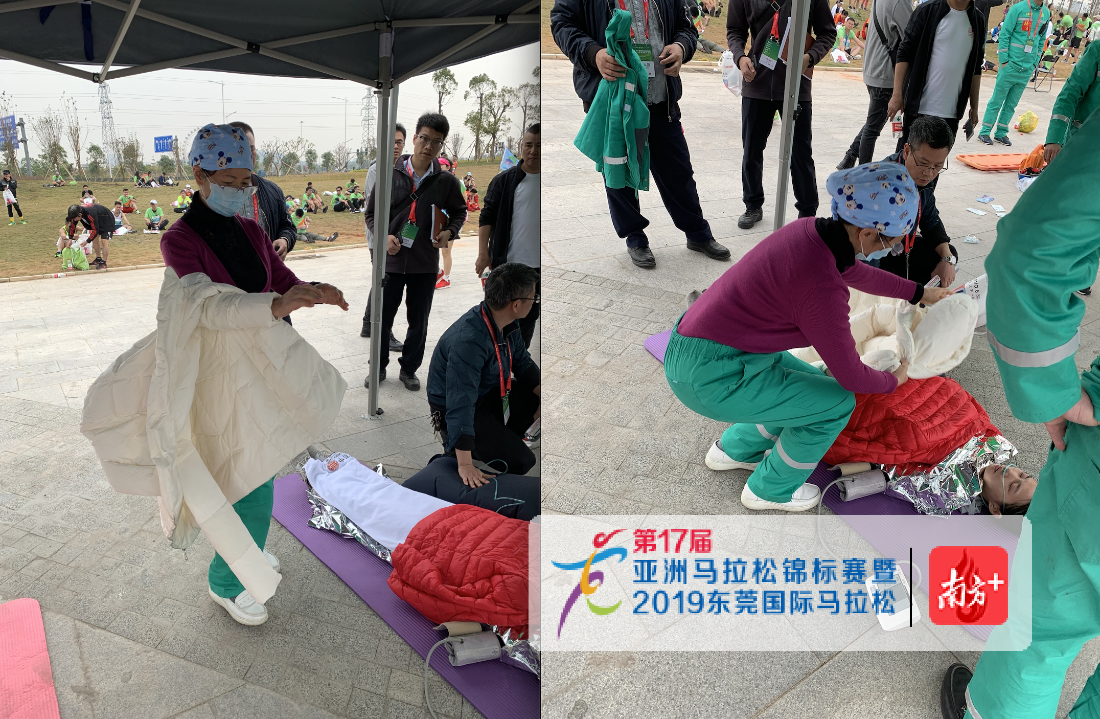 暖心一幕，医护人员将自己的衣服脱给头晕运动员保暖