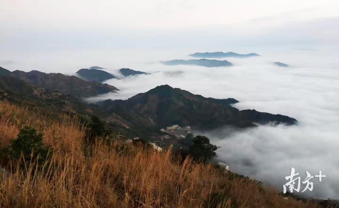 群山被白云浓雾“吞没”。