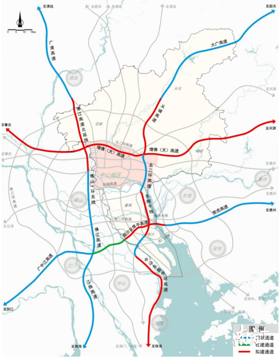 灣區(qū)南北、東西向雙通道規(guī)劃示意圖