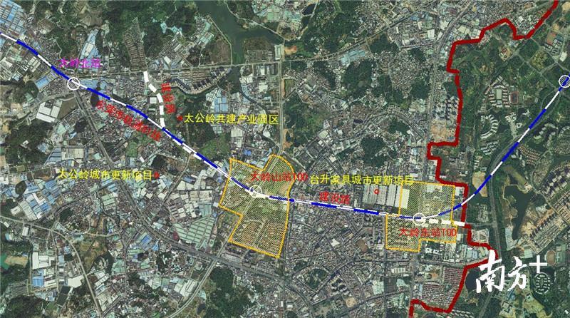 东莞轨道R1线大岭山三处站点示意图 东莞轨道R1线大岭山三处站点示意图
