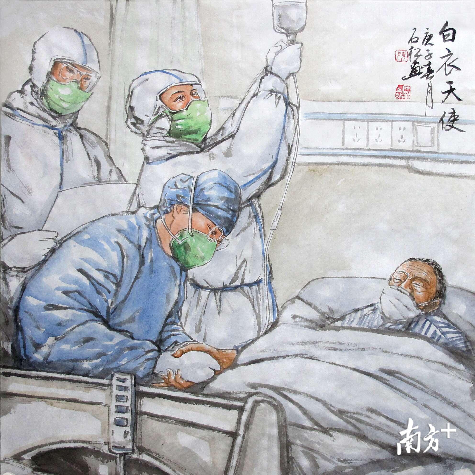 陆丰市政协委员创作的抗击疫情书画作品。