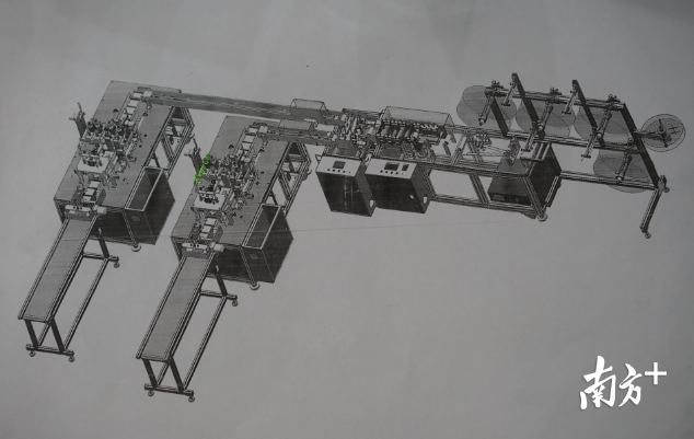 德富莱口罩机CAD设计图纸。摄影/记者李荣华 德富莱口罩机CAD设计图纸。摄影/记者李荣华