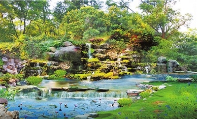 假山跌水效果图