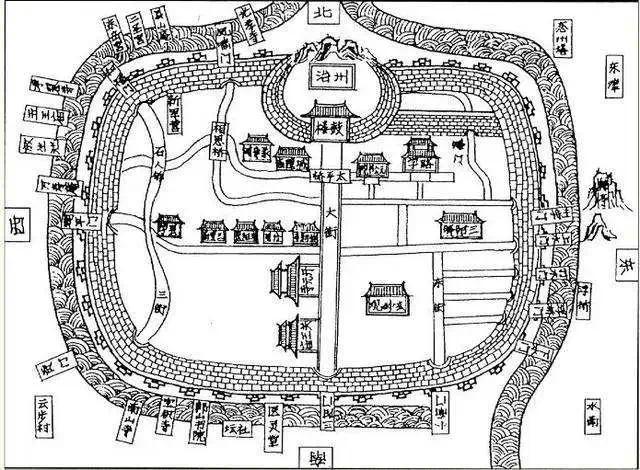 宋代潮州古城图。 宋代潮州古城图。