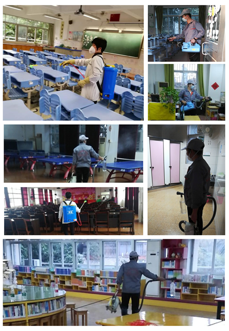 同济小学对校园内各功能场室进行清洁消毒。 同济小学对校园内各功能场室进行清洁消毒。