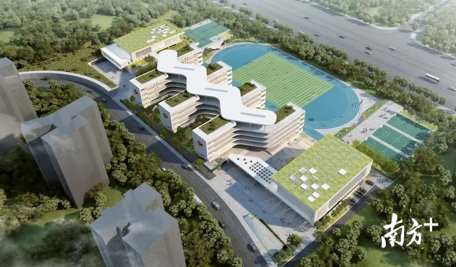 科技路小学鸟瞰图。 科技路小学鸟瞰图。