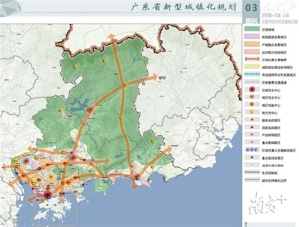 2017年公布的“深莞惠+河源、汕尾”大都市区空间发展规划图。
