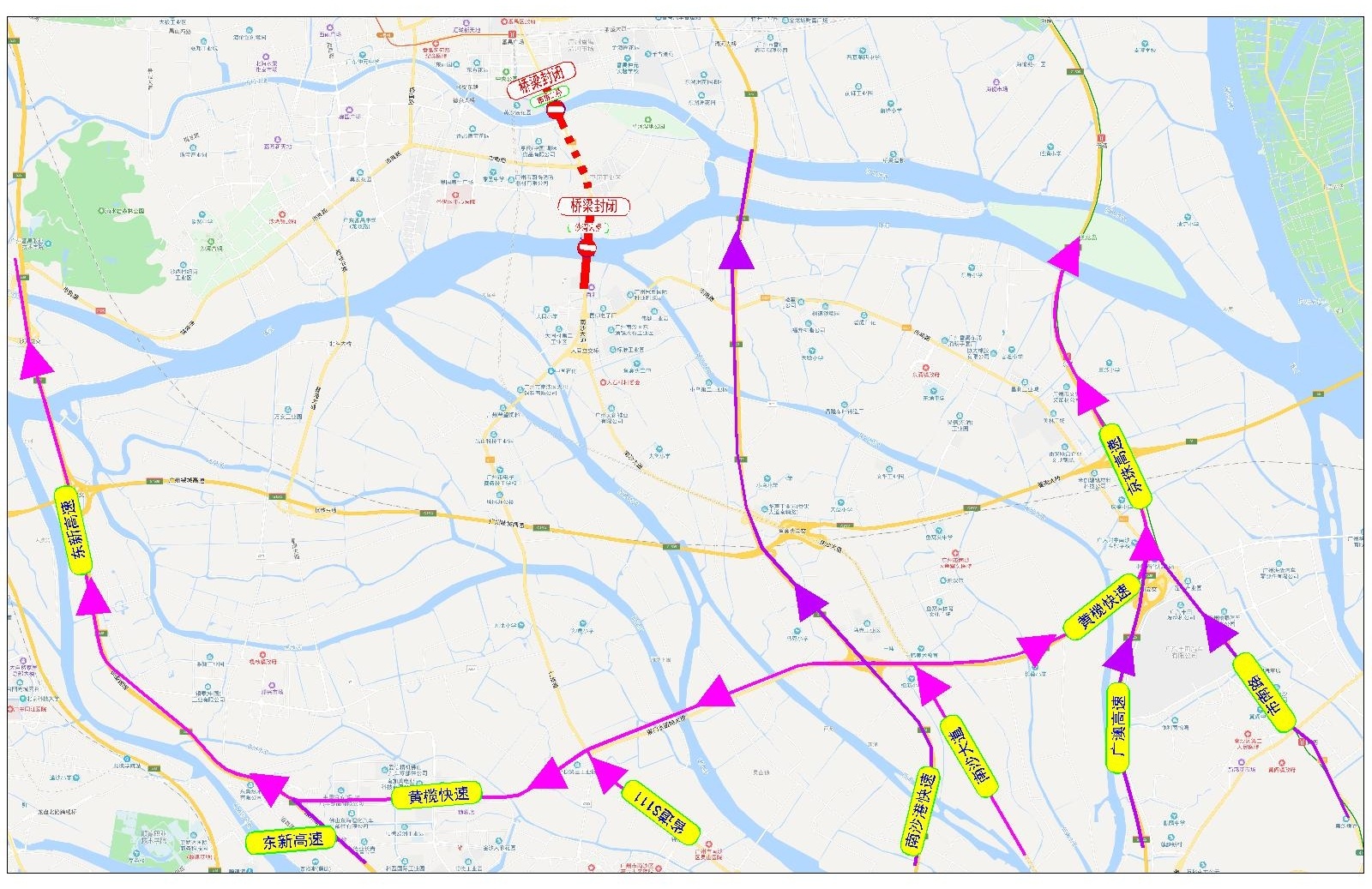 去南沙注意廣州市橋二橋沙灣大橋北往南方向施工時間更新