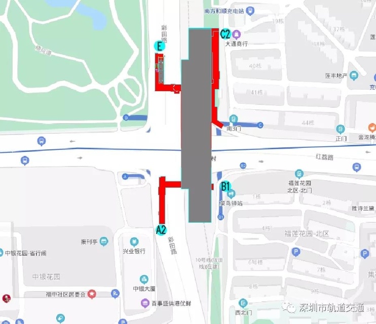 ▲莲花村站出入口分布示意图  