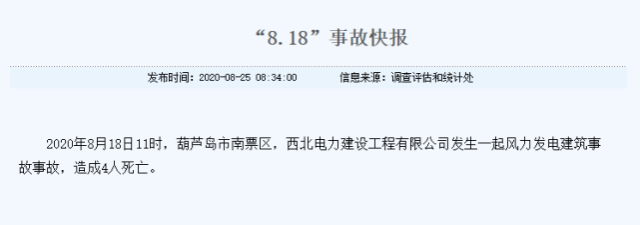 葫芦岛市|辽宁葫芦岛发生一风力发电建筑事故， 致4人死亡