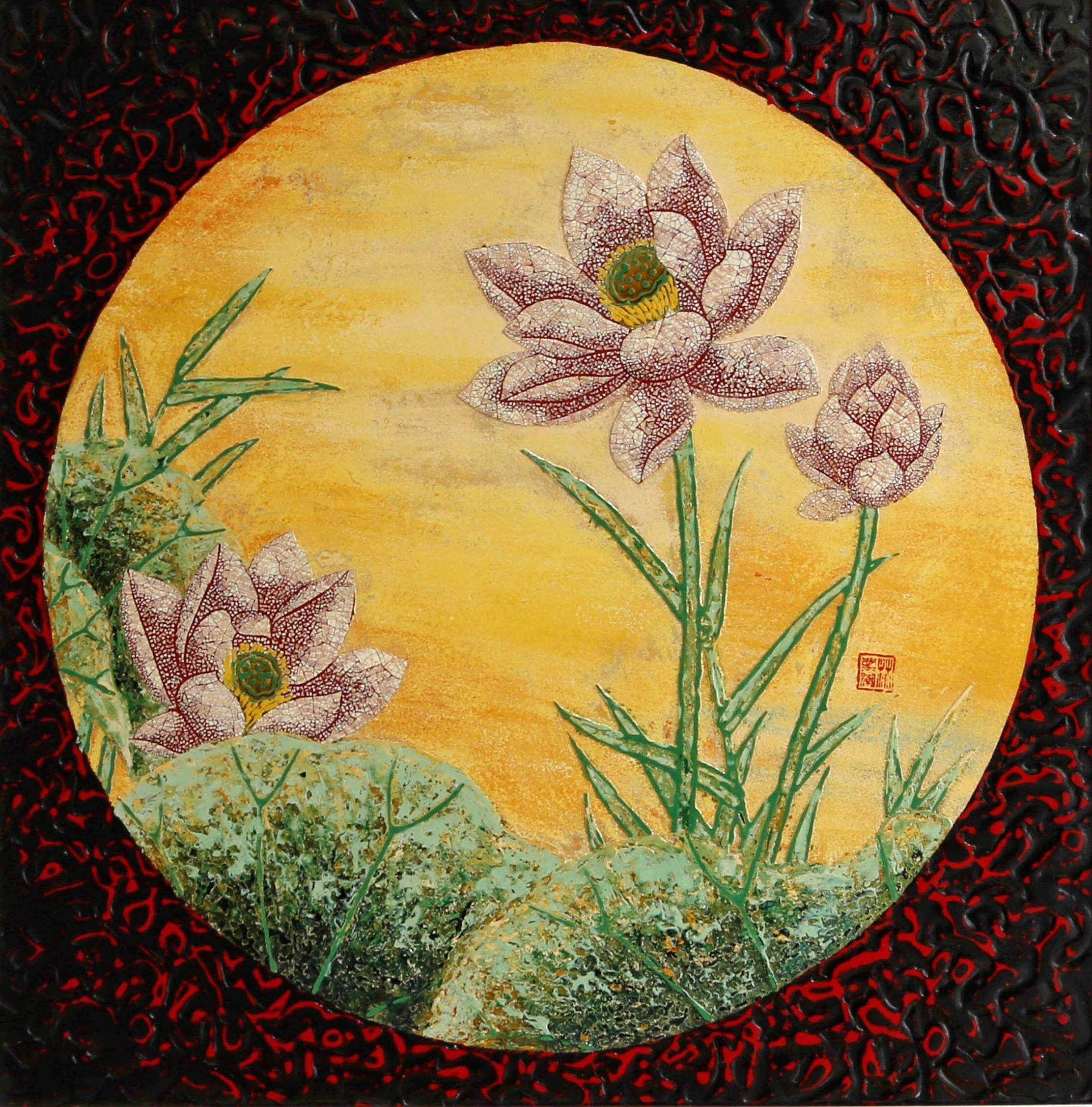 林业潮·漆画《花好月圆》