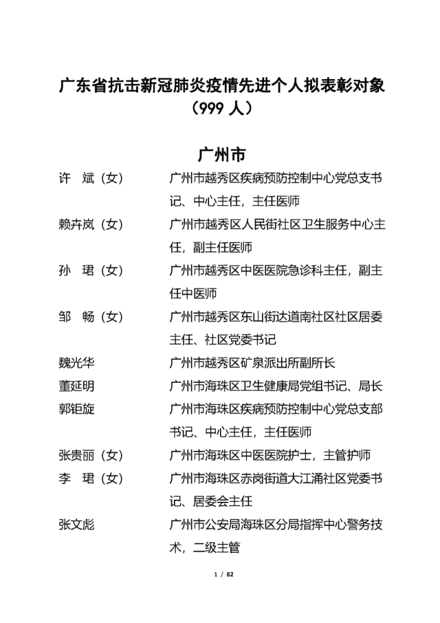 表彰|重磅 | 广东公示！广州这些集体、个人入选拟表彰名单！