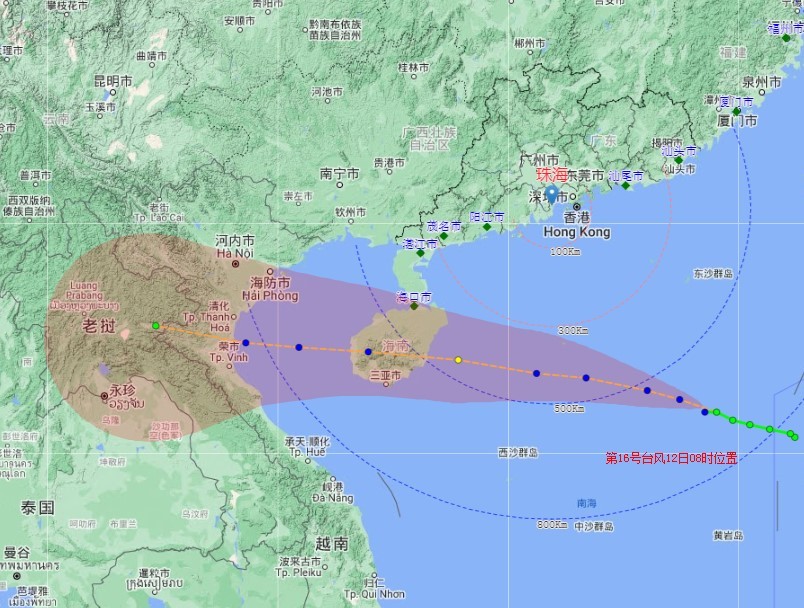 台风“浪卡”路径预测。