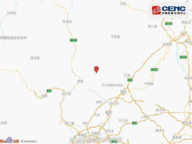 地震|北川今天凌晨连发三次地震：几乎是同一位置