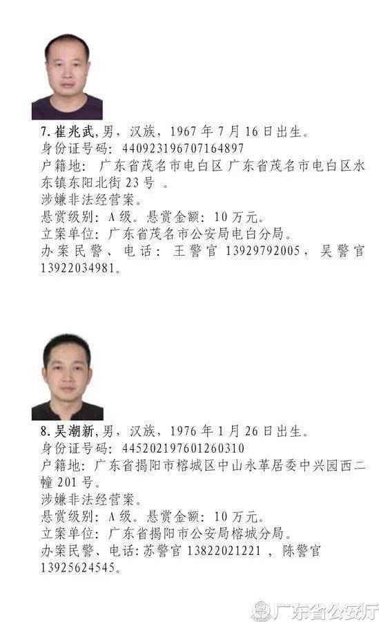 悬赏|最高奖10万元！广东公安悬赏通缉50名涉烟逃犯