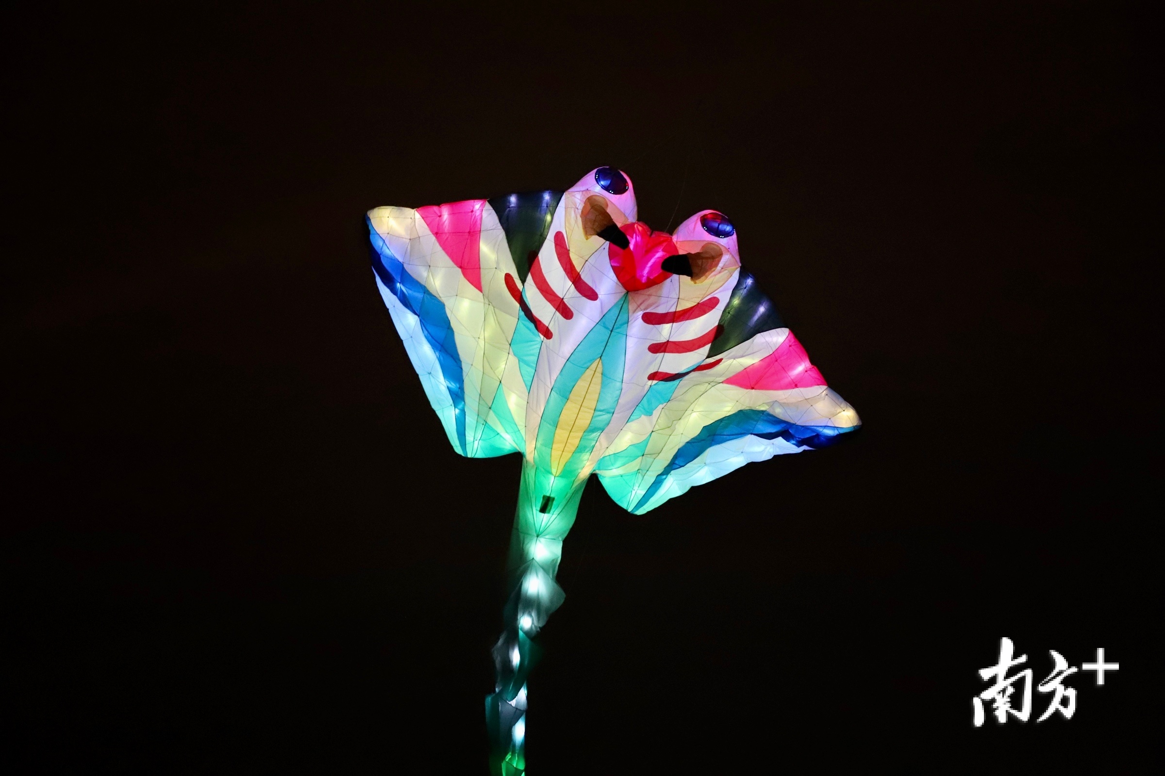 炫彩!夜光风筝闪亮阳江重阳夜空