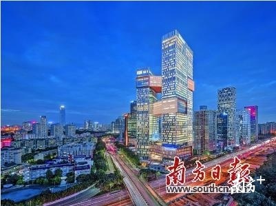 对于南山而言，以腾讯、中兴、大疆为首的企业龙头，已经成为数字产业化的引领者。图为深圳腾讯滨海大厦。      南方日报记者 鲁力 摄