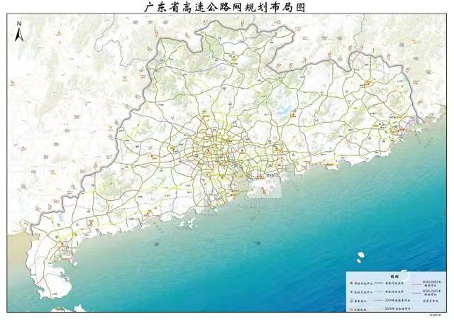 广东省高速公路网规划布局图（2020年5月）。