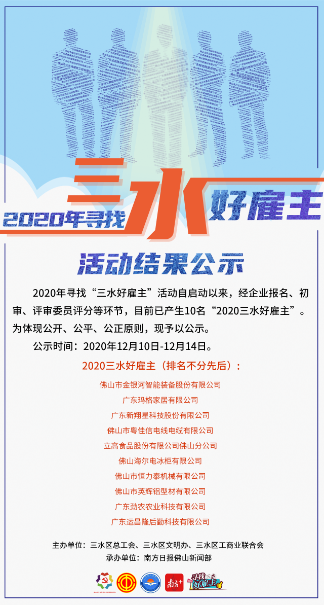 “2020三水好雇主”名单公示！10家企业榜上有名
