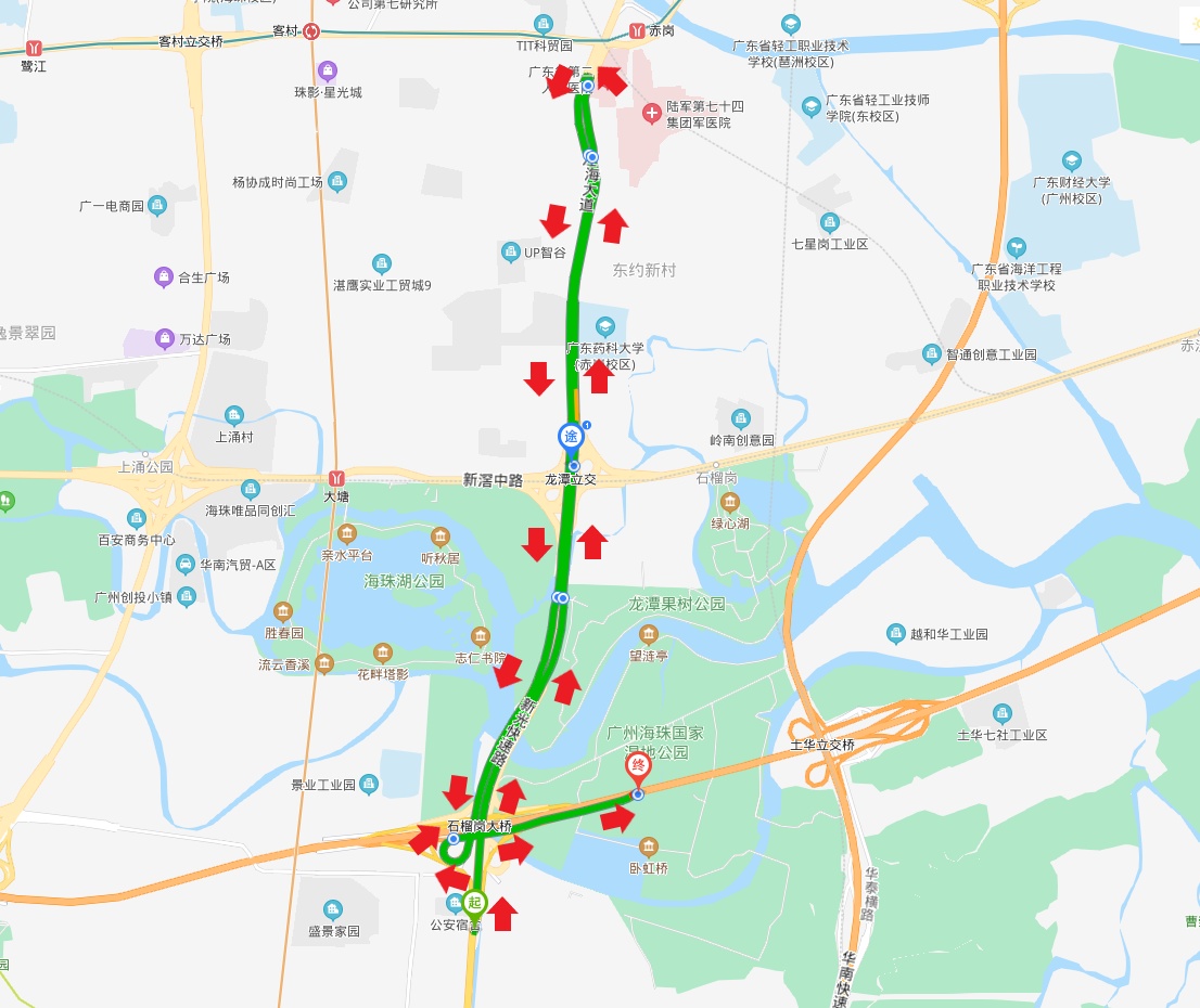 全封闭南洲立交H匝道绕行路线