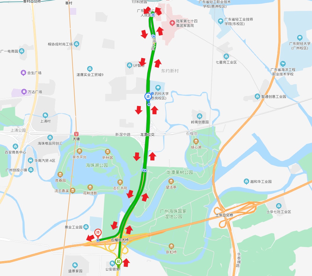 全封闭南洲立交H匝道绕行路线