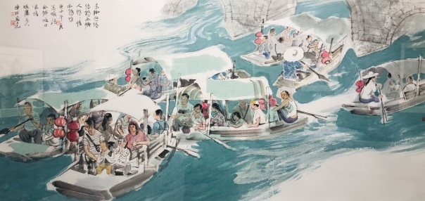 广州画院专职画家陈川的佳作《水乡假日风情》在邀请展上展出。欧阳少伟 摄