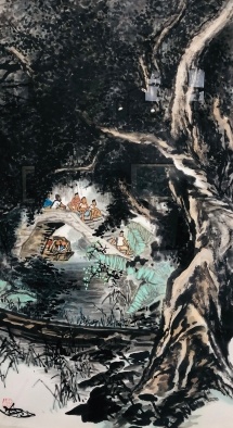 广州美术学院中国画学院副院长陈侗的佳作《杏坛印象》在邀请展上展出。欧阳少伟 摄