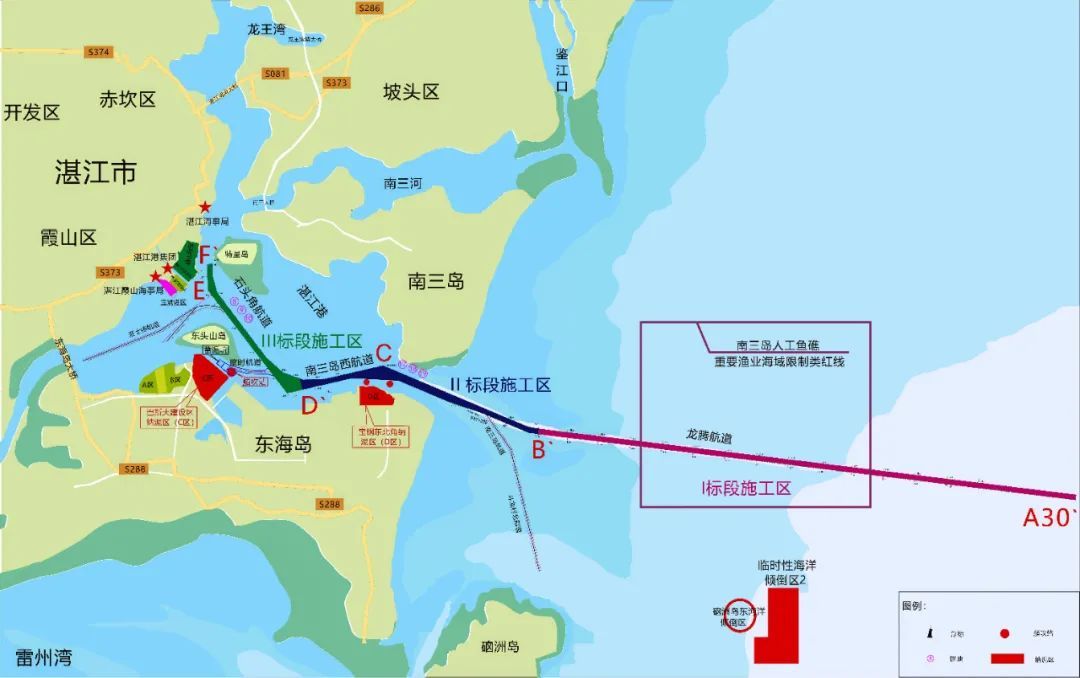 湛江港40万吨航道规划建设图。