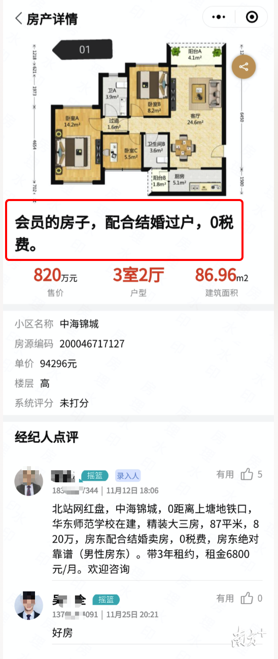 “深房理”的微信小程序上的房源信息。