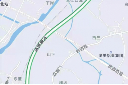 桃园路与西二环高速现状示意图。 桃园路与西二环高速现状示意图。