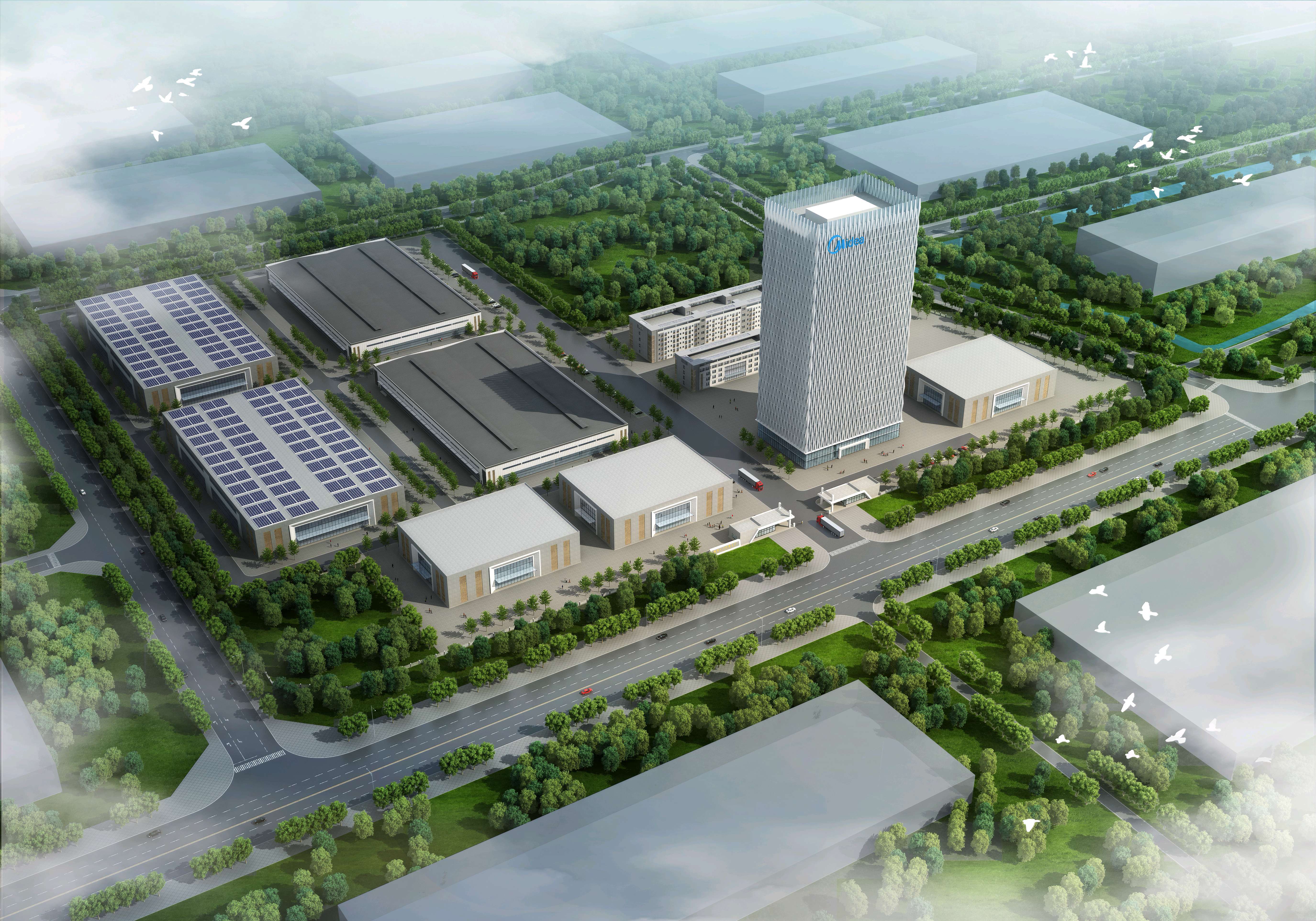 美的机电光华工业园效果图。杏坛村改办供图