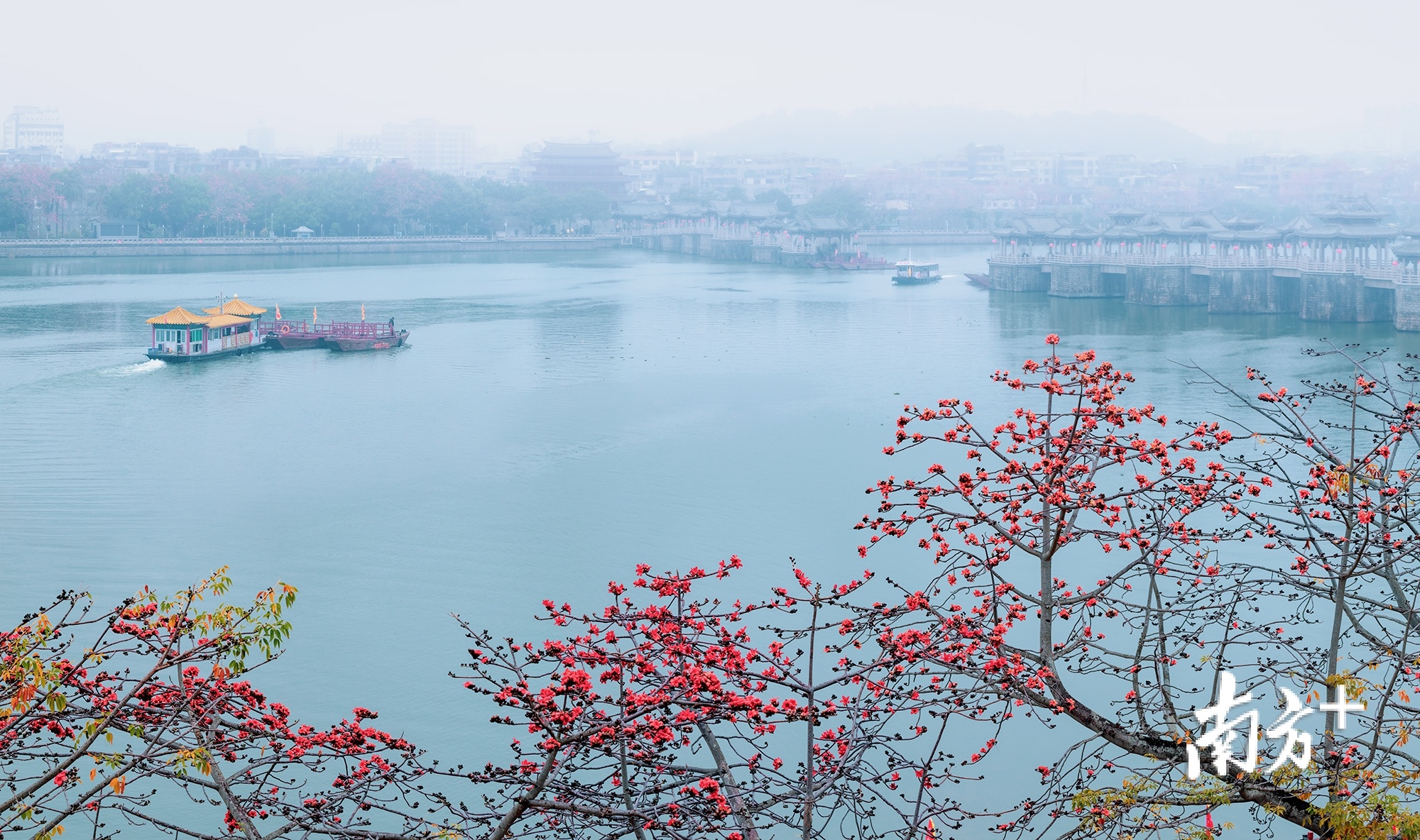 韩江上,广济桥"拼船搭桥"场景.林文强 摄