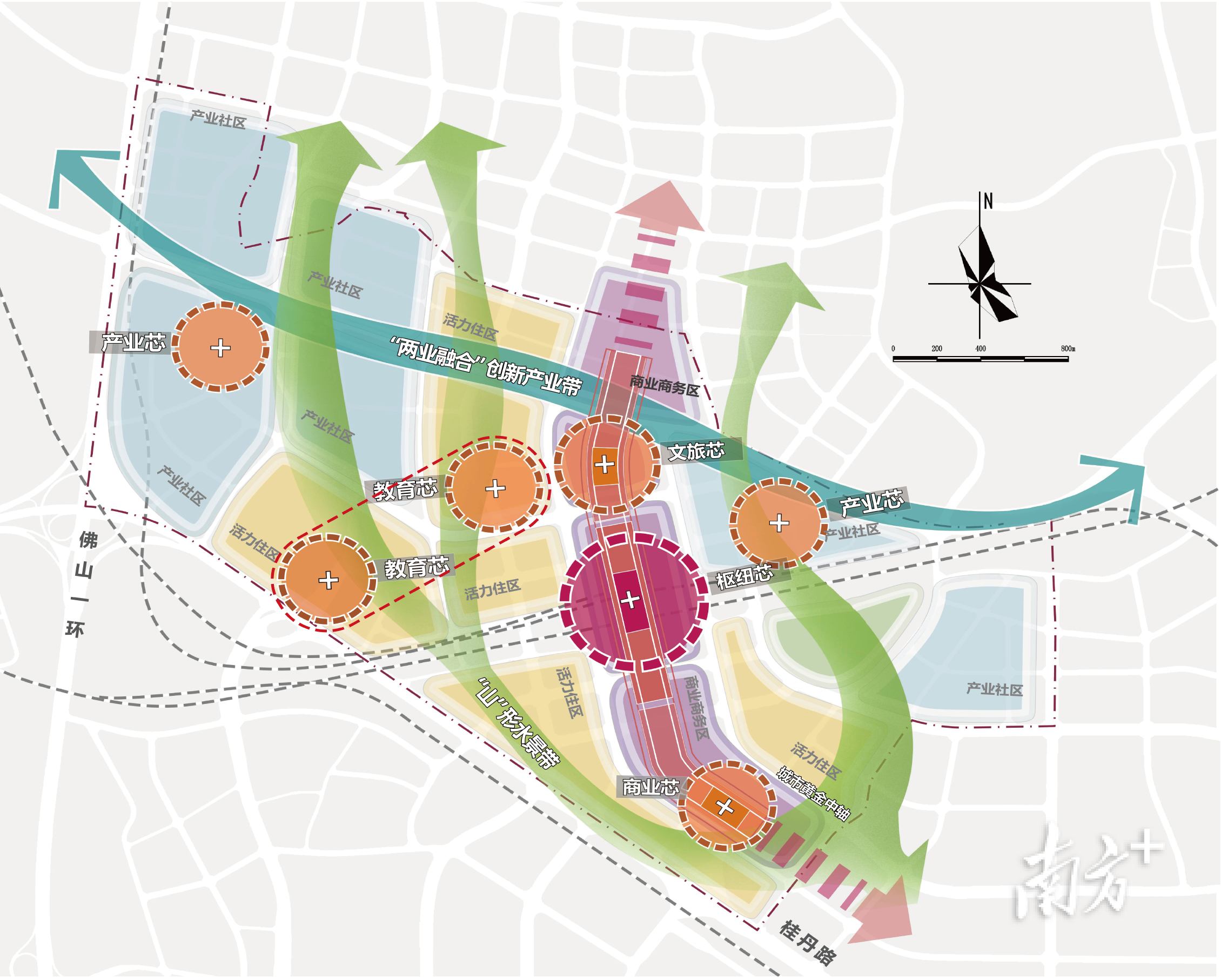 佛山西站枢纽新城规划图。
