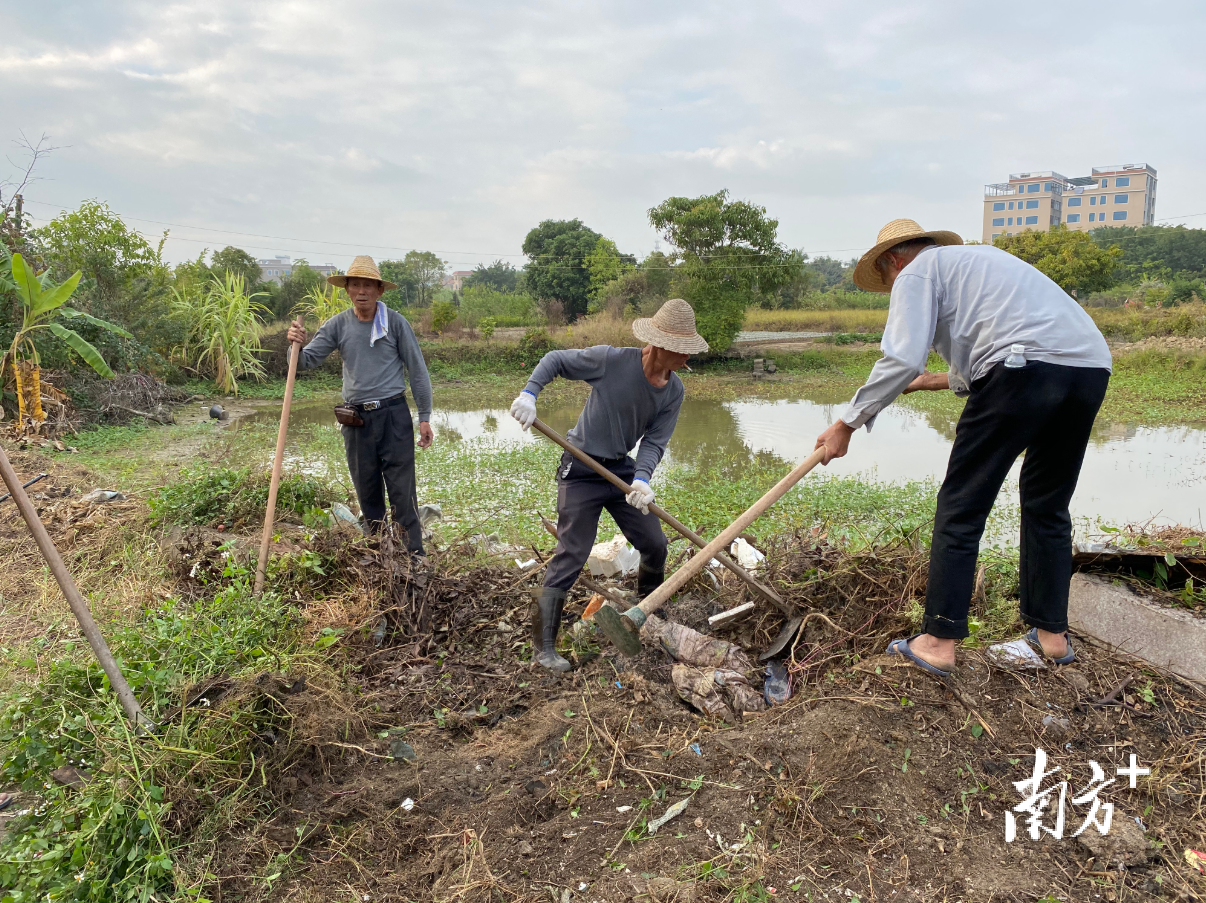 潮安区沙溪镇上西林村村民共同打通淤塞30多年的沟渠。苏仕日 摄