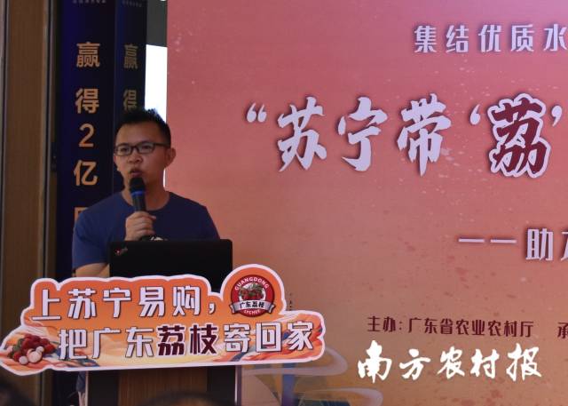 新农财品牌运营总监江树锋推介广东荔枝