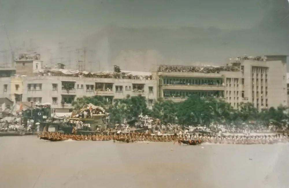 图为当年的短距离龙舟赛