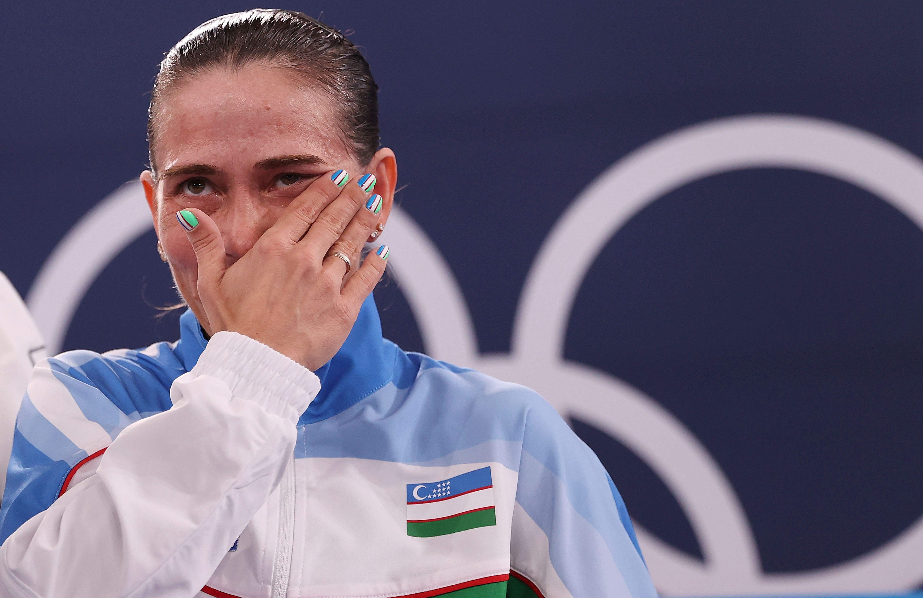 在结束了比赛后，丘索维金娜流下了激动的泪水