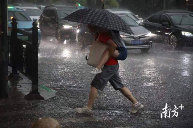  海珠区新港西路突降大雨，给酷热的广州浇了个澡。
