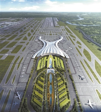 白云国际机场三期扩建工程完工后效果图。