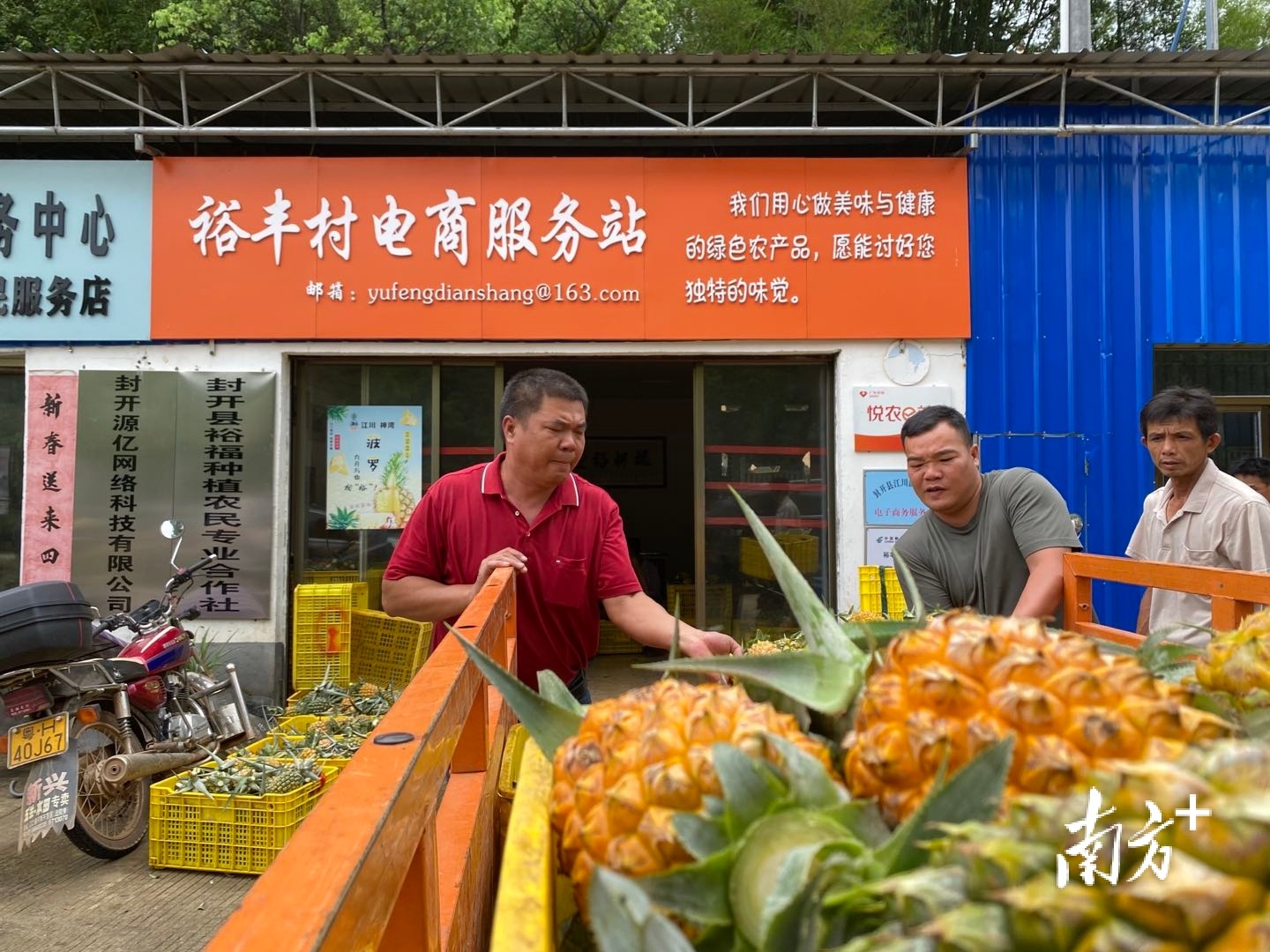村里建起了320平方米的农贸仓库，成立了电商服务站，把村里的菠萝、砂糖橘、茨菰、蜂蜜等销售出去。施亮 摄